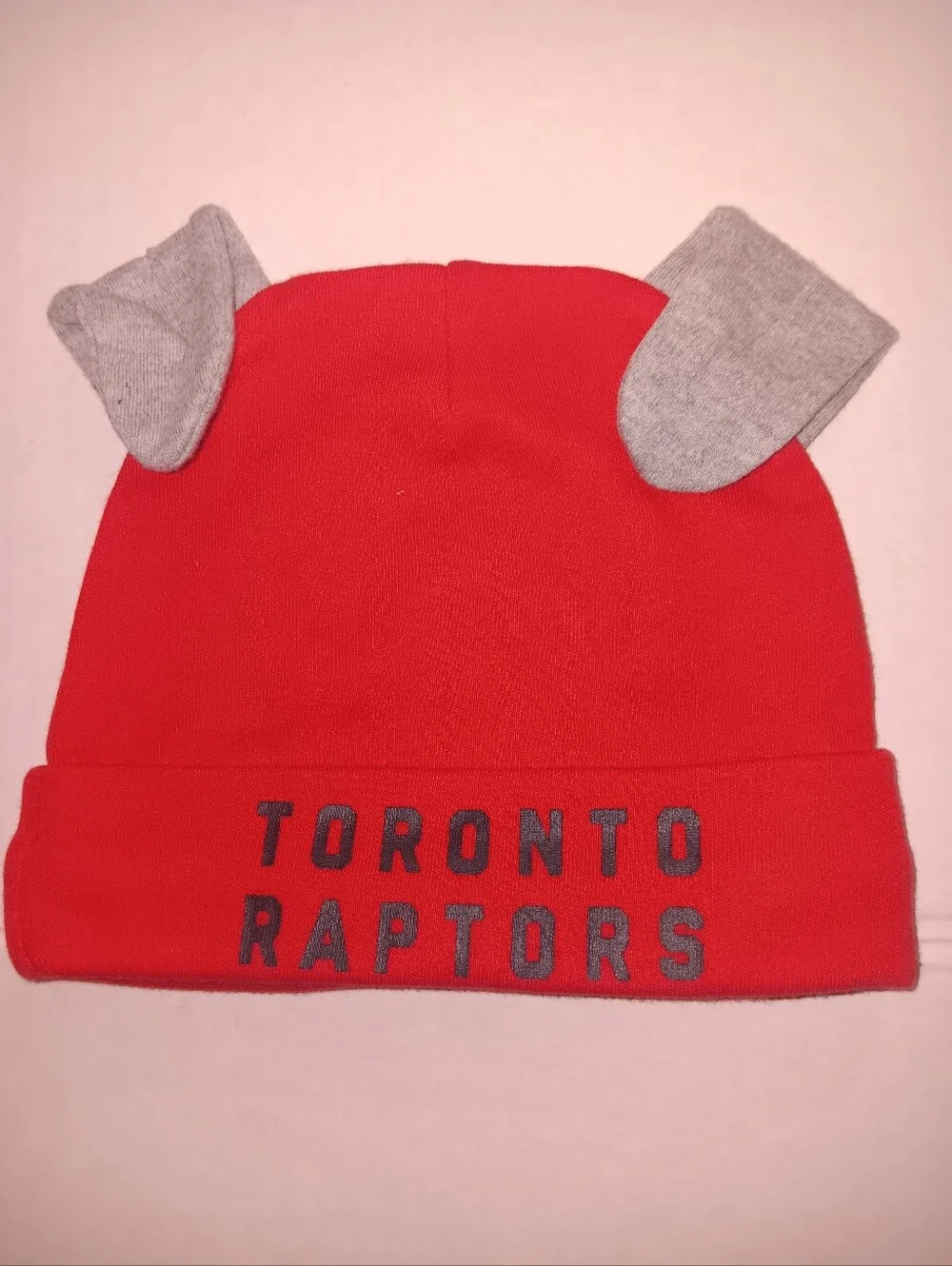 TORONTO RAPTORS NEW BORN GREY FOLDED EARS BEANIE HAT